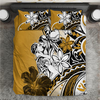 Polynesian Valentine Bedding Set Couple Floral Unique Gold Version LT01 Gold - Polynesian Pride