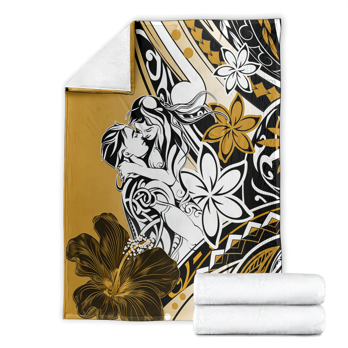 Polynesian Valentine Blanket Couple Floral Unique Gold Version LT01 - Polynesian Pride