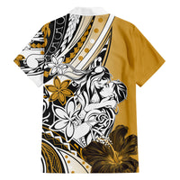 Polynesian Valentine Family Matching Tank Maxi Dress and Hawaiian Shirt Couple Floral Unique Gold Version LT01 - Polynesian Pride
