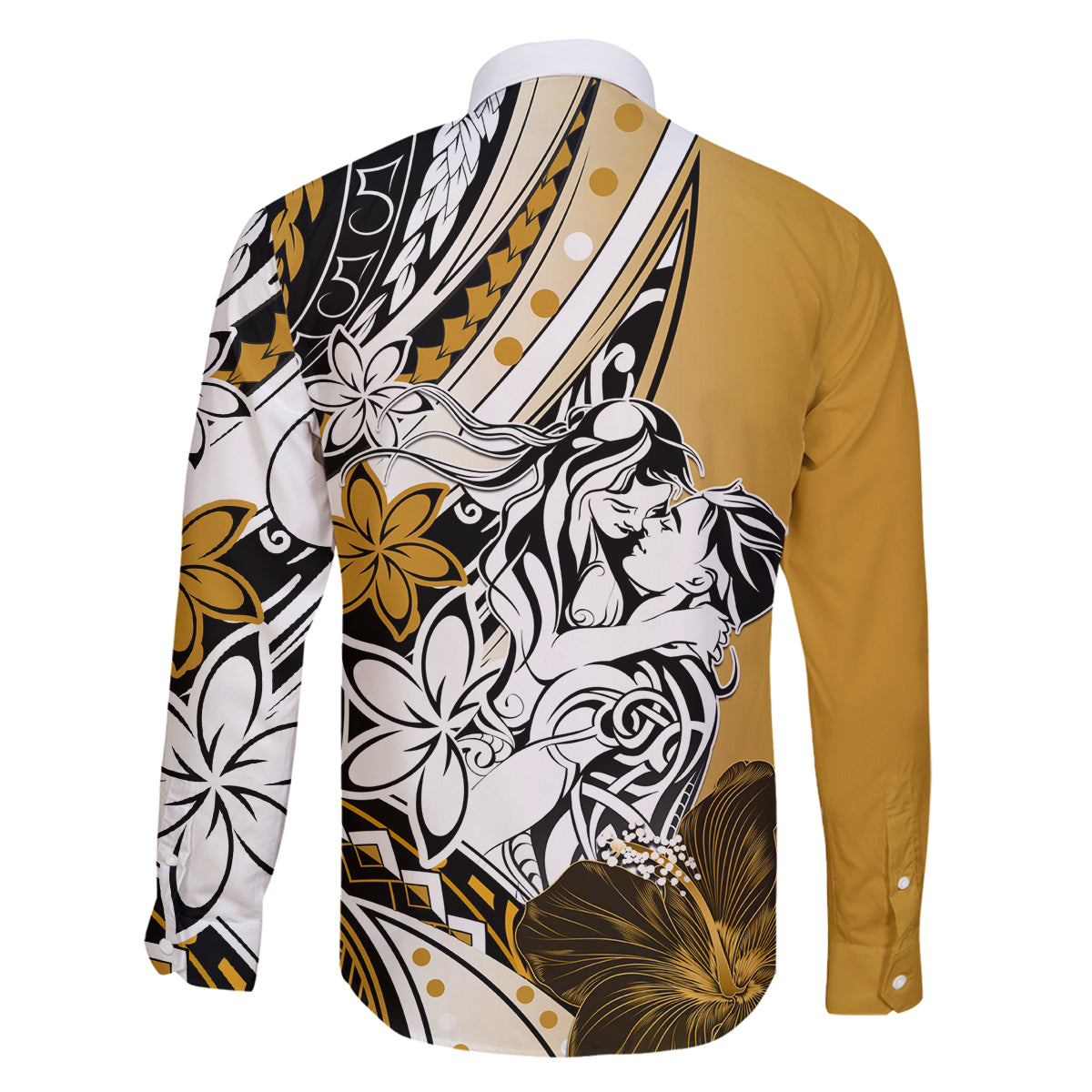 Polynesian Valentine Family Matching Tank Maxi Dress and Hawaiian Shirt Couple Floral Unique Gold Version LT01 - Polynesian Pride