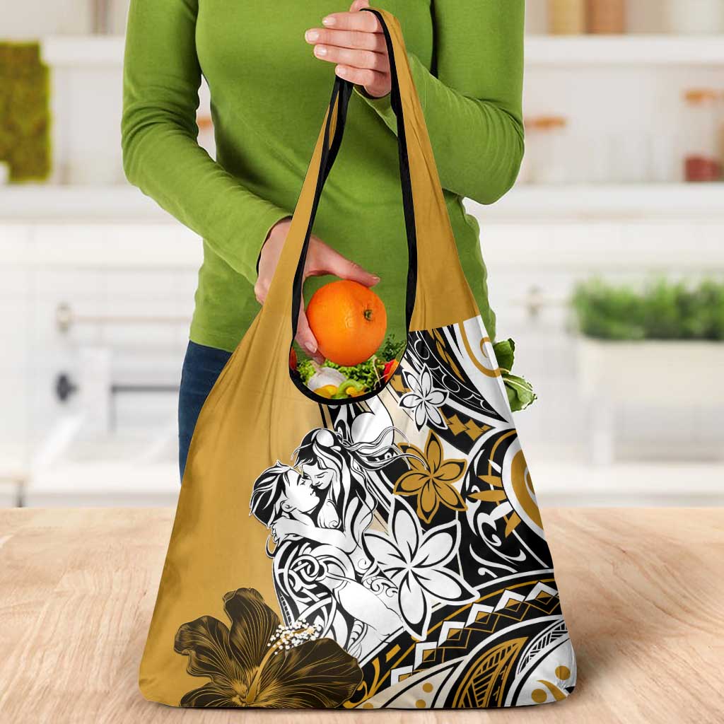 Polynesian Valentine Grocery Bag Couple Floral Unique Gold Version