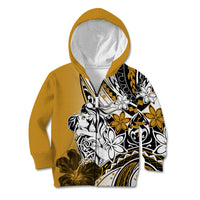 Polynesian Valentine Kid Hoodie Couple Floral Unique Gold Version LT01 Zip Hoodie Gold - Polynesian Pride