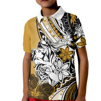 Polynesian Valentine Kid Polo Shirt Couple Floral Unique Gold Version LT01 Kid Gold - Polynesian Pride