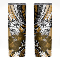 Polynesian Valentine Skinny Tumbler Couple Floral Unique Gold Version