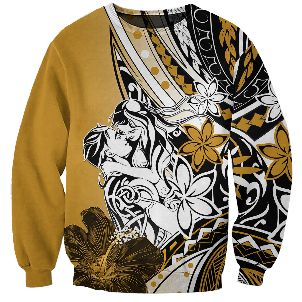 Polynesian Valentine Sweatshirt Couple Floral Unique Gold Version LT01 Unisex Gold - Polynesian Pride