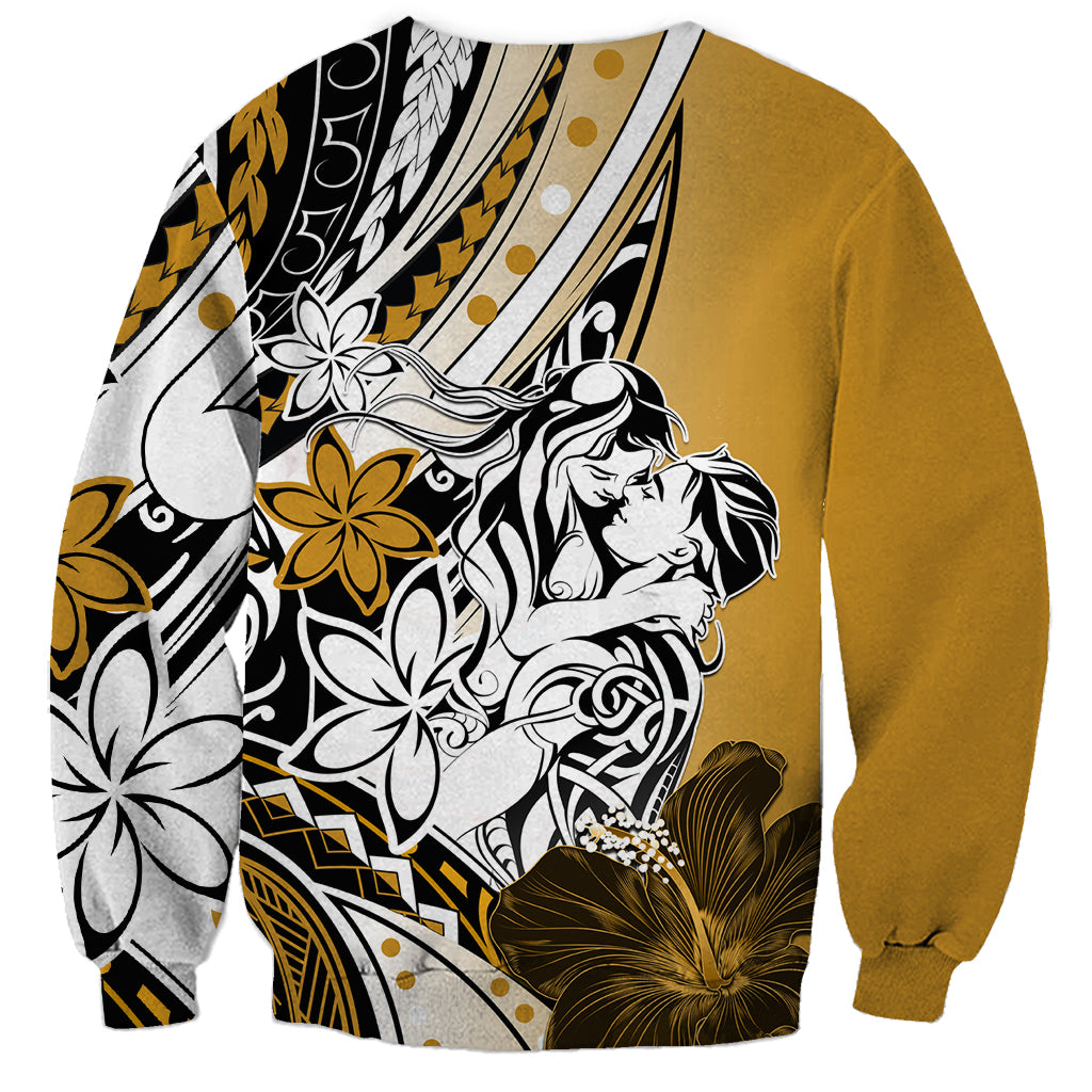 Polynesian Valentine Sweatshirt Couple Floral Unique Gold Version LT01 - Polynesian Pride