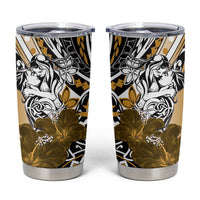 Polynesian Valentine Tumbler Cup Couple Floral Unique Gold Version