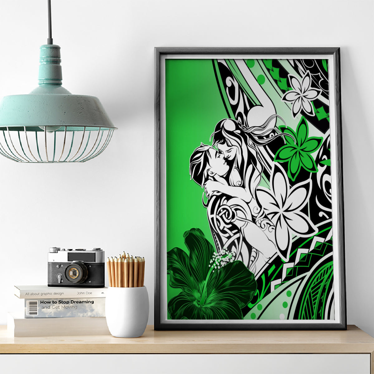 Polynesian Valentine Canvas Wall Art Couple Floral Unique Green Version LT01 - Polynesian Pride