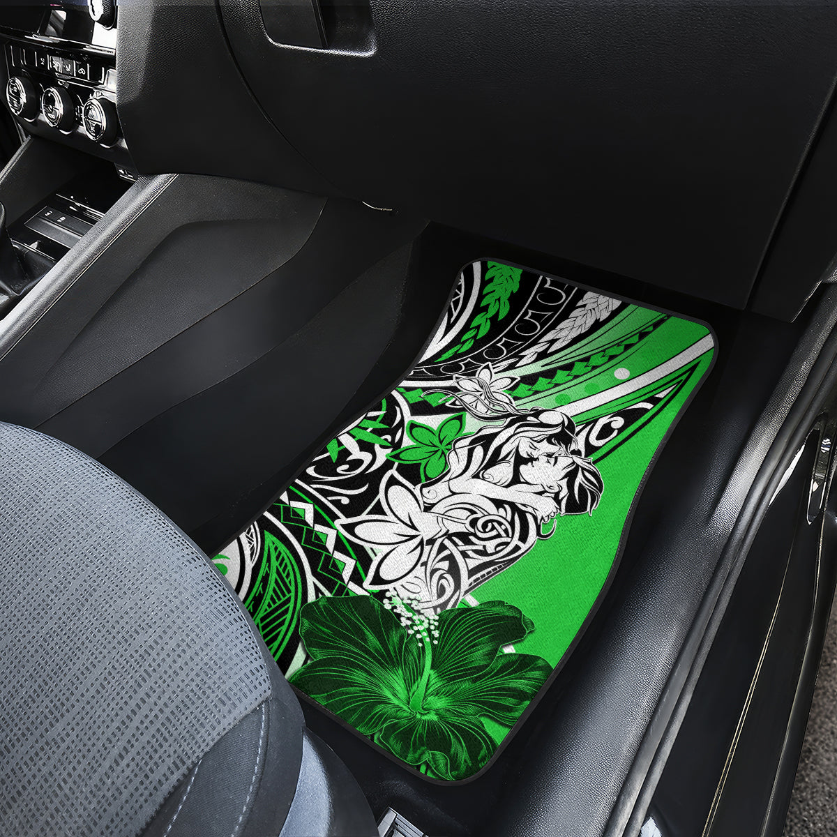 Polynesian Valentine Car Mats Couple Floral Unique Green Version LT01 - Polynesian Pride