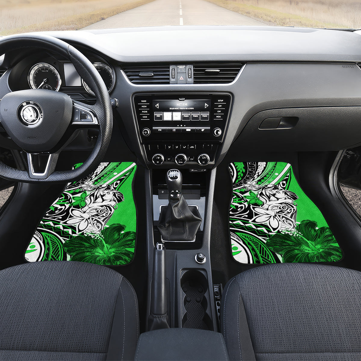 Polynesian Valentine Car Mats Couple Floral Unique Green Version LT01 - Polynesian Pride