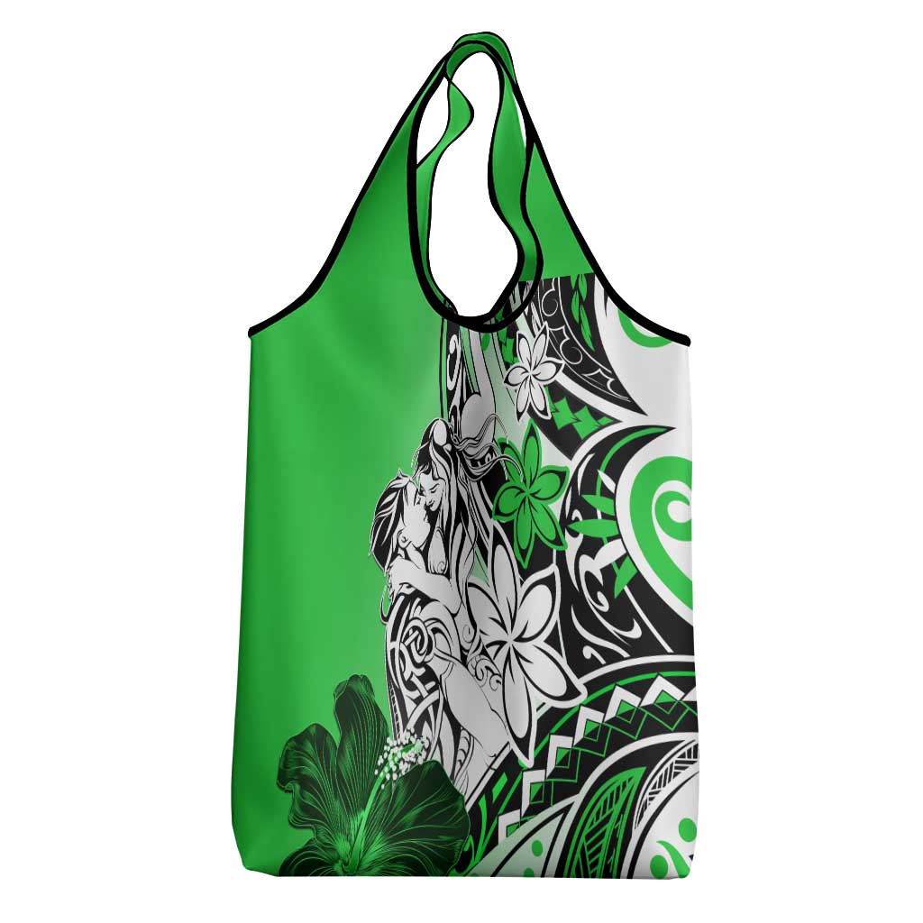 Polynesian Valentine Grocery Bag Couple Floral Unique Green Version