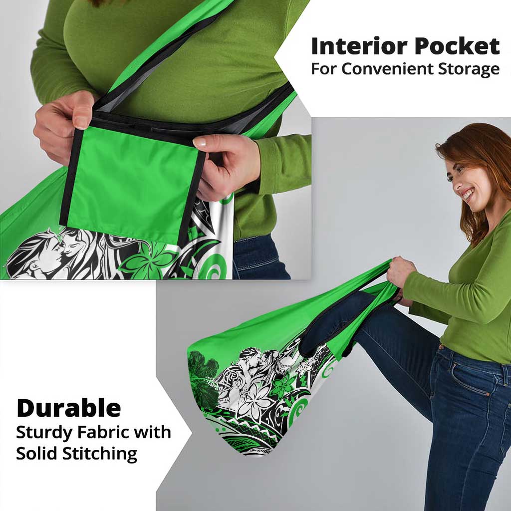 Polynesian Valentine Grocery Bag Couple Floral Unique Green Version