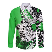 Polynesian Valentine Long Sleeve Button Shirt Couple Floral Unique Green Version LT01 Unisex Green - Polynesian Pride