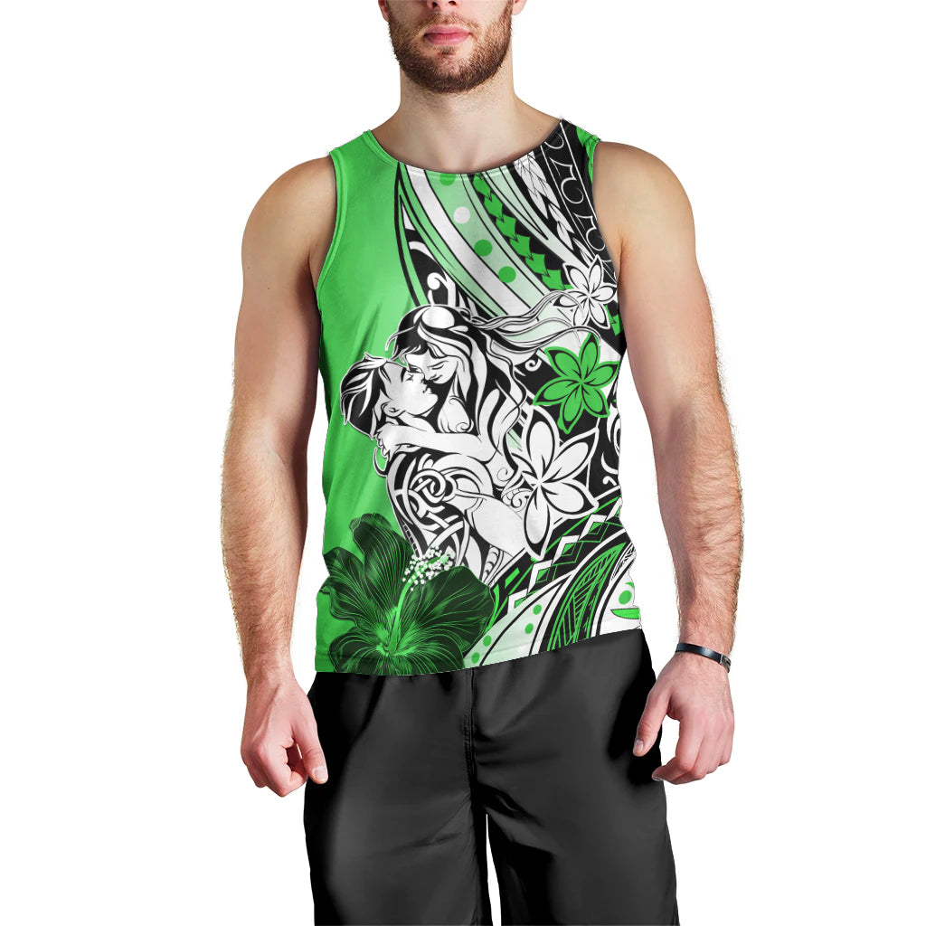 Polynesian Valentine Men Tank Top Couple Floral Unique Green Version LT01 - Polynesian Pride