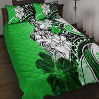 Polynesian Valentine Quilt Bed Set Couple Floral Unique Green Version LT01 - Polynesian Pride