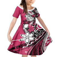 Polynesian Valentine Family Matching Mermaid Dress and Hawaiian Shirt Couple Floral Unique Pink Version LT01 Daughter's Dress Pink - Polynesian Pride