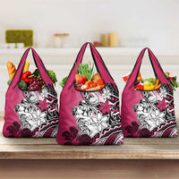 Polynesian Valentine Grocery Bag Couple Floral Unique Pink Version