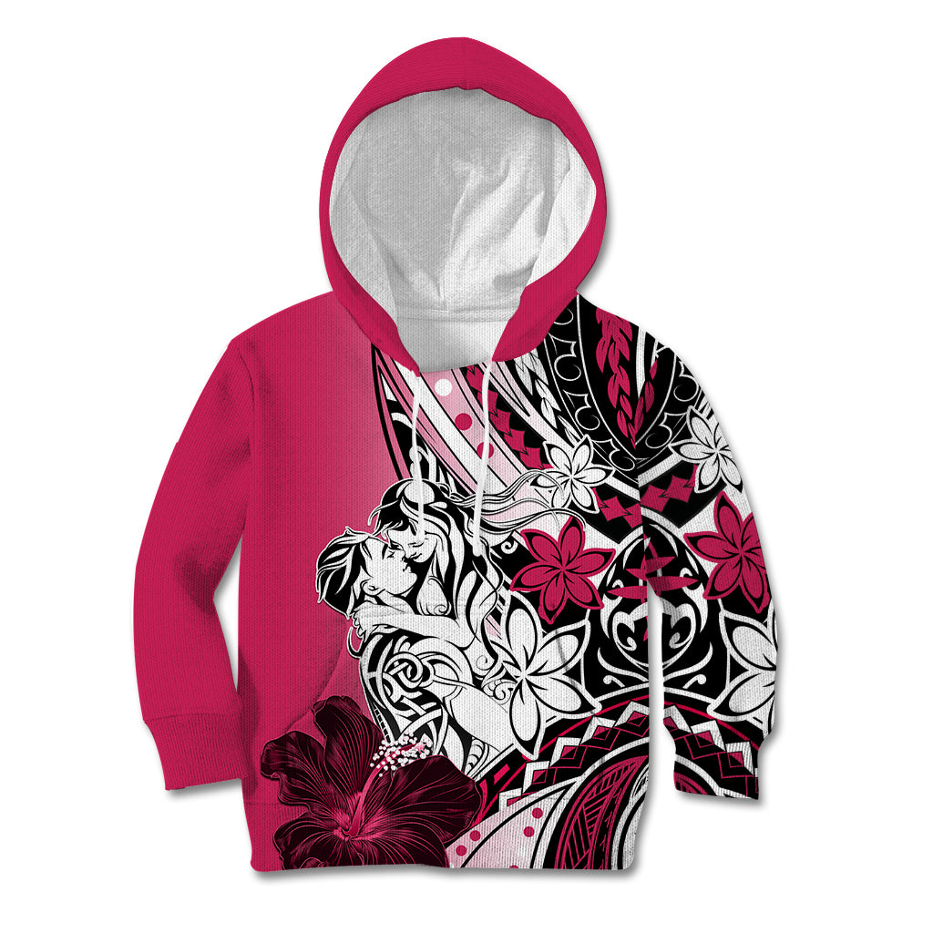 Polynesian Valentine Kid Hoodie Couple Floral Unique Pink Version LT01 Hoodie Pink - Polynesian Pride