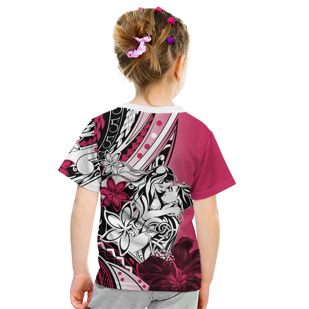 Polynesian Valentine Kid T Shirt Couple Floral Unique Pink Version LT01 - Polynesian Pride