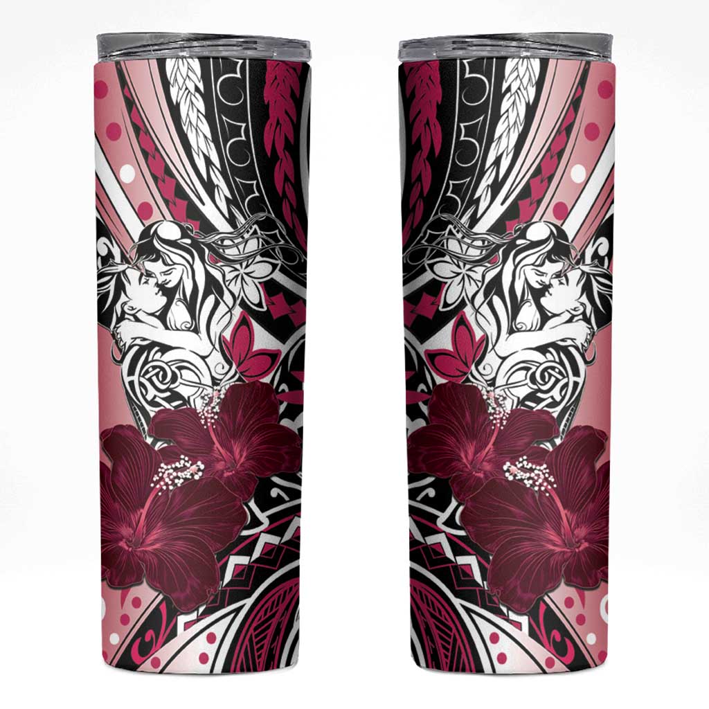 Polynesian Valentine Skinny Tumbler Couple Floral Unique Pink Version