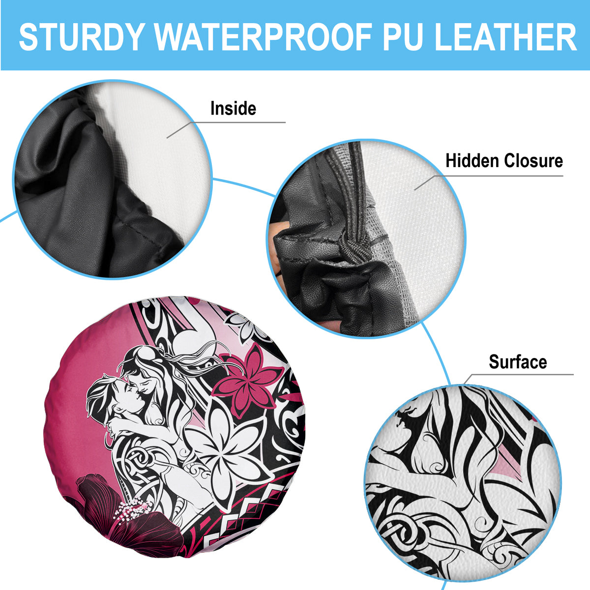 Polynesian Valentine Spare Tire Cover Couple Floral Unique Pink Version LT01 - Polynesian Pride