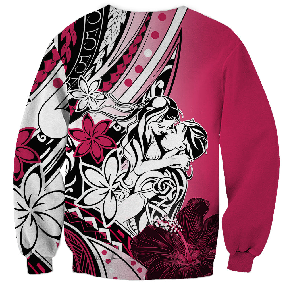 Polynesian Valentine Sweatshirt Couple Floral Unique Pink Version LT01 - Polynesian Pride