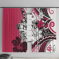 Polynesian Valentine Window Curtain Couple Floral Unique Pink Version LT01 With Hooks Pink - Polynesian Pride