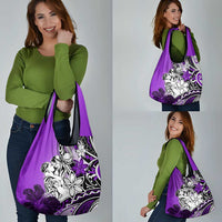 Polynesian Valentine Grocery Bag Couple Floral Unique Purple Version