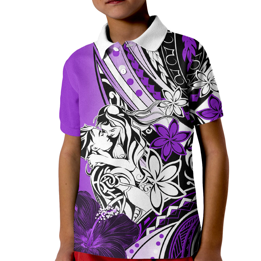 Polynesian Valentine Kid Polo Shirt Couple Floral Unique Purple Version LT01 Kid Purple - Polynesian Pride