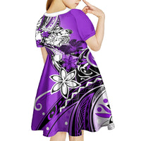 Polynesian Valentine Kid Short Sleeve Dress Couple Floral Unique Purple Version LT01 - Polynesian Pride