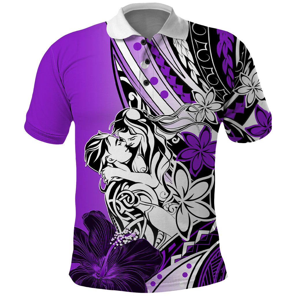 Polynesian Valentine Polo Shirt Couple Floral Unique Purple Version LT01 Purple - Polynesian Pride