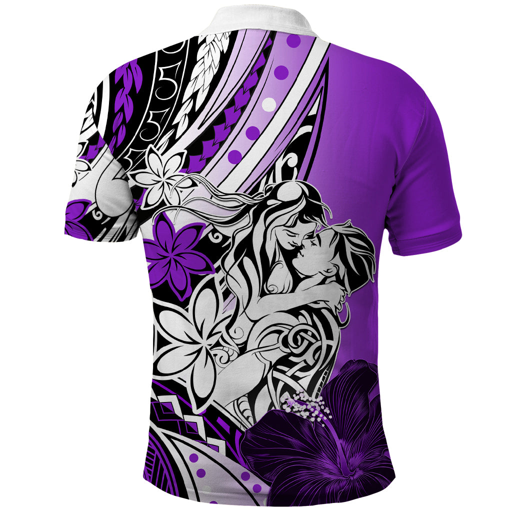 Polynesian Valentine Polo Shirt Couple Floral Unique Purple Version LT01 - Polynesian Pride