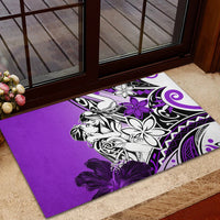 Polynesian Valentine Rubber Doormat Couple Floral Unique Purple Version LT01 - Polynesian Pride