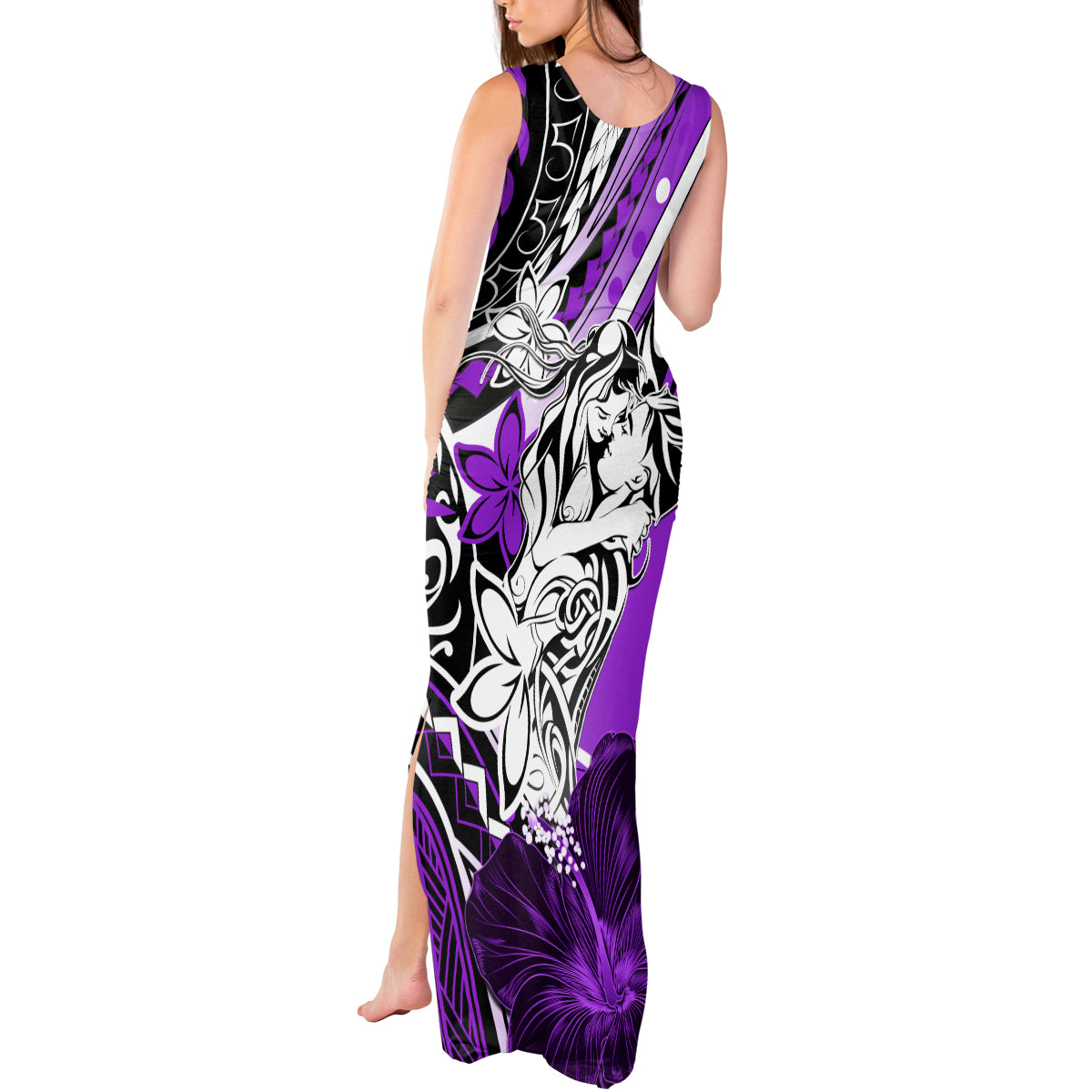 Polynesian Valentine Tank Maxi Dress Couple Floral Unique Purple Version LT01 - Polynesian Pride