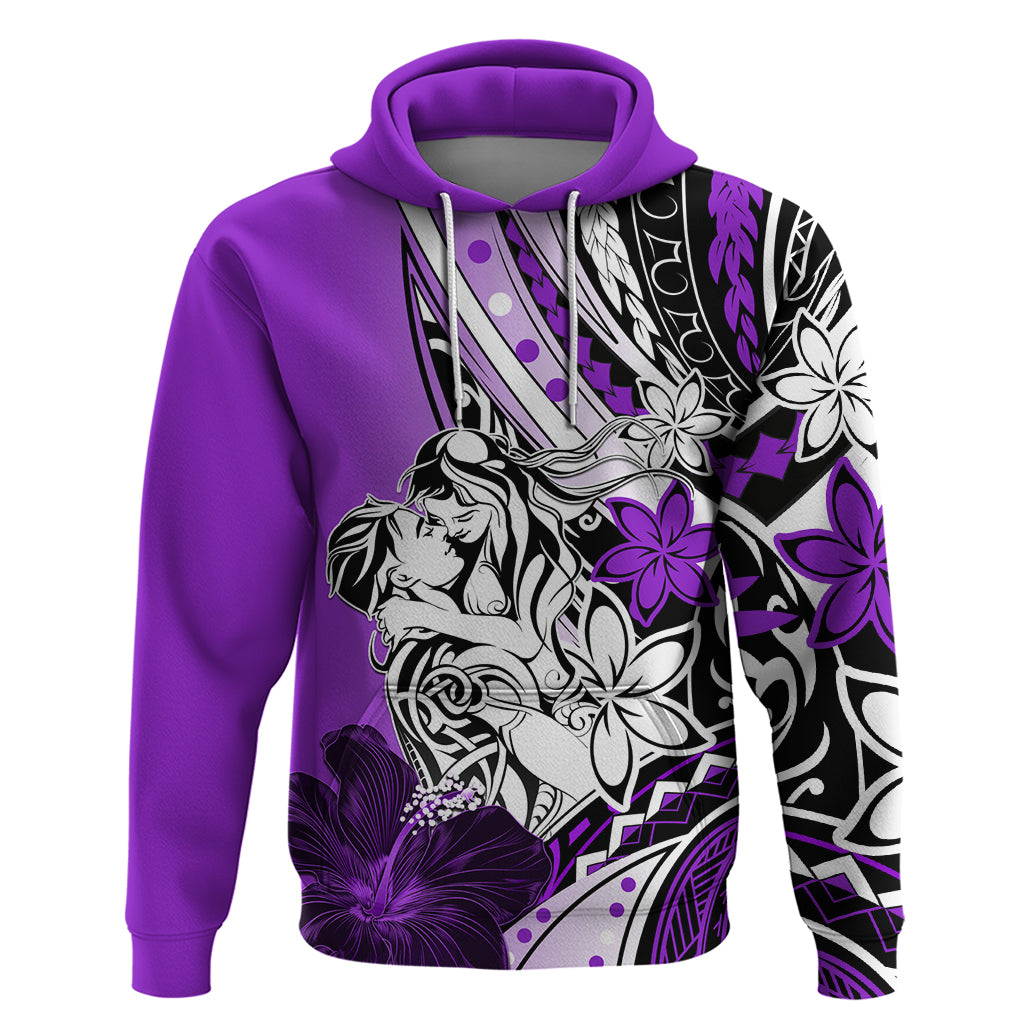 Polynesian Valentine Zip Hoodie Couple Floral Unique Purple Version LT01 Pullover Hoodie Purple - Polynesian Pride