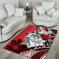 Polynesian Valentine Area Rug Couple Floral Unique Red Version LT01 - Polynesian Pride
