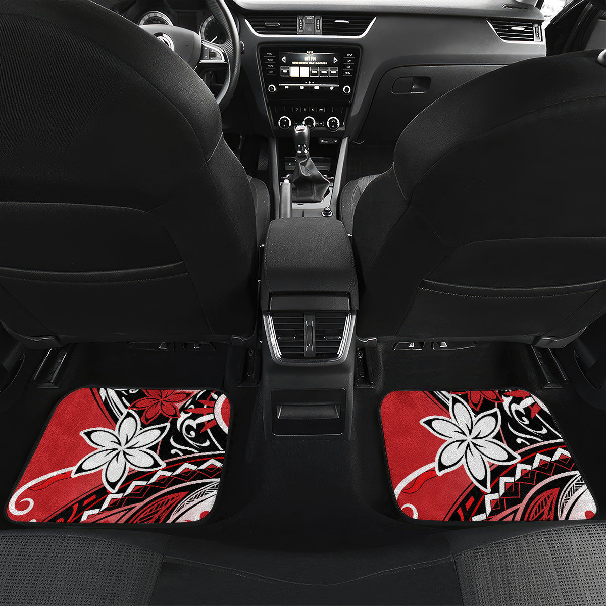 Polynesian Valentine Car Mats Couple Floral Unique Red Version LT01 - Polynesian Pride