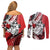 Polynesian Valentine Couples Matching Off Shoulder Short Dress and Long Sleeve Button Shirt Couple Floral Unique Red Version LT01 - Polynesian Pride