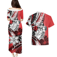 Polynesian Valentine Couples Matching Puletasi and Hawaiian Shirt Couple Floral Unique Red Version LT01 - Polynesian Pride