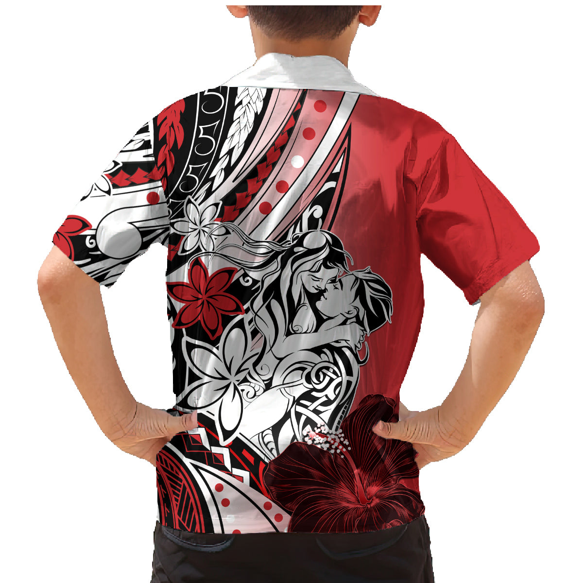 Polynesian Valentine Family Matching Mermaid Dress and Hawaiian Shirt Couple Floral Unique Red Version LT01 - Polynesian Pride