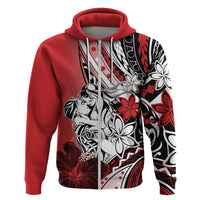 Polynesian Valentine Hoodie Couple Floral Unique Red Version LT01 Zip Hoodie Red - Polynesian Pride