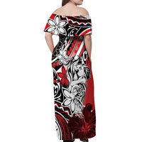 Polynesian Valentine Off Shoulder Maxi Dress Couple Floral Unique Red Version LT01 - Polynesian Pride