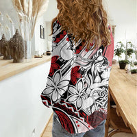 Polynesian Valentine Women Casual Shirt Couple Floral Unique Red Version LT01 - Polynesian Pride
