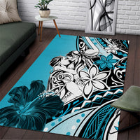 Polynesian Valentine Area Rug Couple Floral Unique Sky Blue Version LT01 Sky - Polynesian Pride