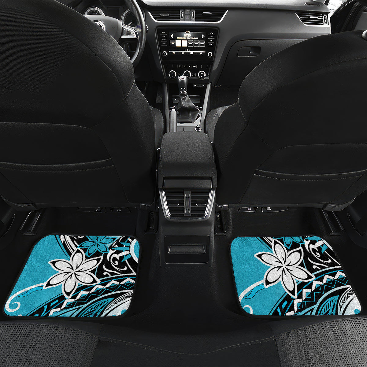Polynesian Valentine Car Mats Couple Floral Unique Sky Blue Version LT01 - Polynesian Pride