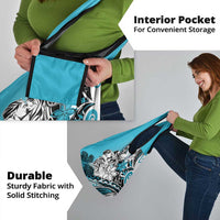 Polynesian Valentine Grocery Bag Couple Floral Unique Sky Blue Version