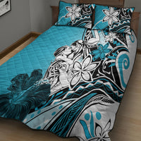 Polynesian Valentine Quilt Bed Set Couple Floral Unique Sky Blue Version LT01 - Polynesian Pride