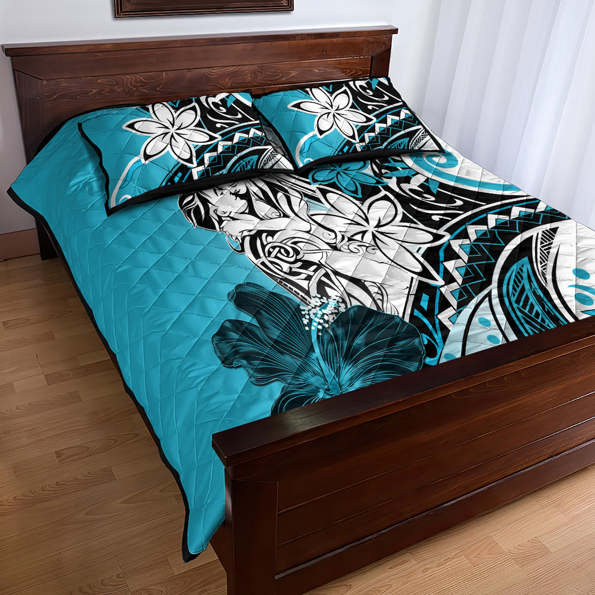 Polynesian Valentine Quilt Bed Set Couple Floral Unique Sky Blue Version LT01 - Polynesian Pride