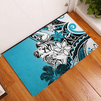 Polynesian Valentine Rubber Doormat Couple Floral Unique Sky Blue Version LT01 Sky - Polynesian Pride