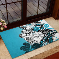Polynesian Valentine Rubber Doormat Couple Floral Unique Sky Blue Version LT01 - Polynesian Pride